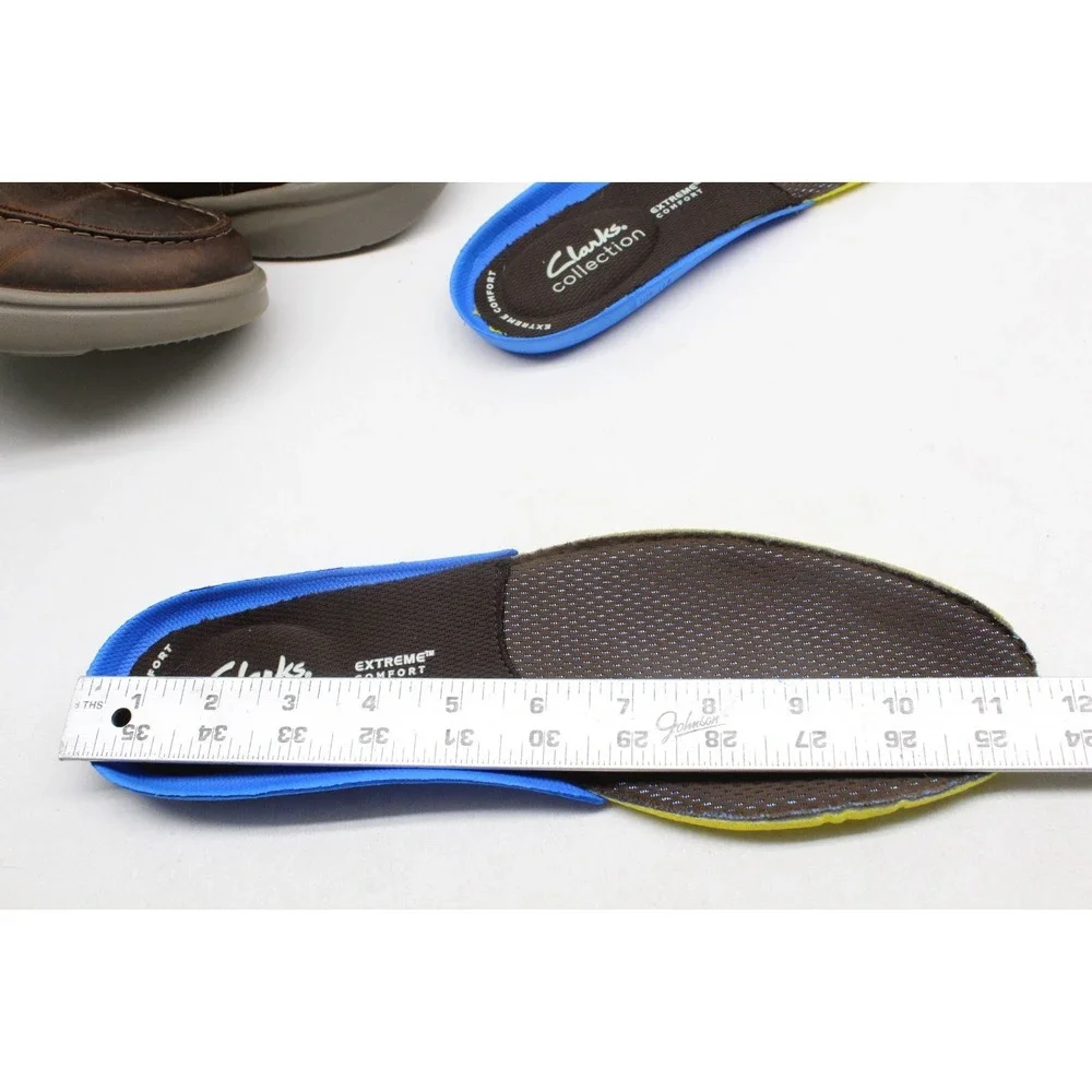 Clarks Mens 10.5 US Bradley‎ Free Brown Leather Casual Slip On Comfort Shoes